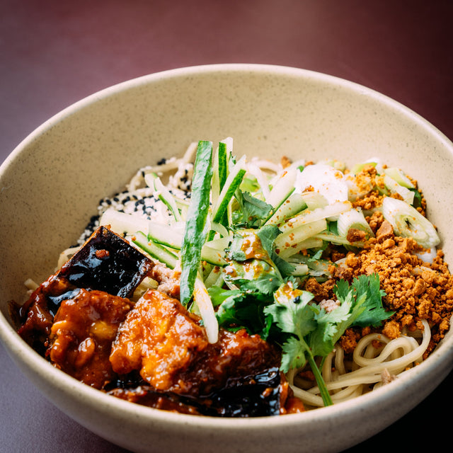 SomeDimSum Homemade Chinese Noodles Black Garlic Aubergine