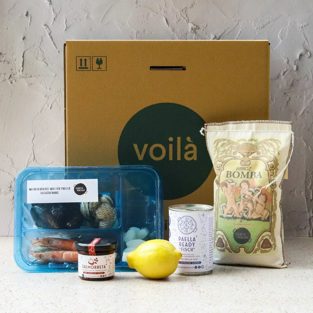 Garcia Paellas Spanische Paella Mit Meeresfrüchten und Paella Pfanne (38 cm)